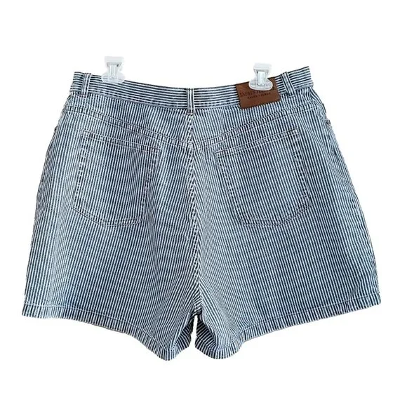 Lauren Jeans Co. Ralph Lauren Women's Blue Striped Denim Shorts Size 16 Vintage - Picture 3 of 4